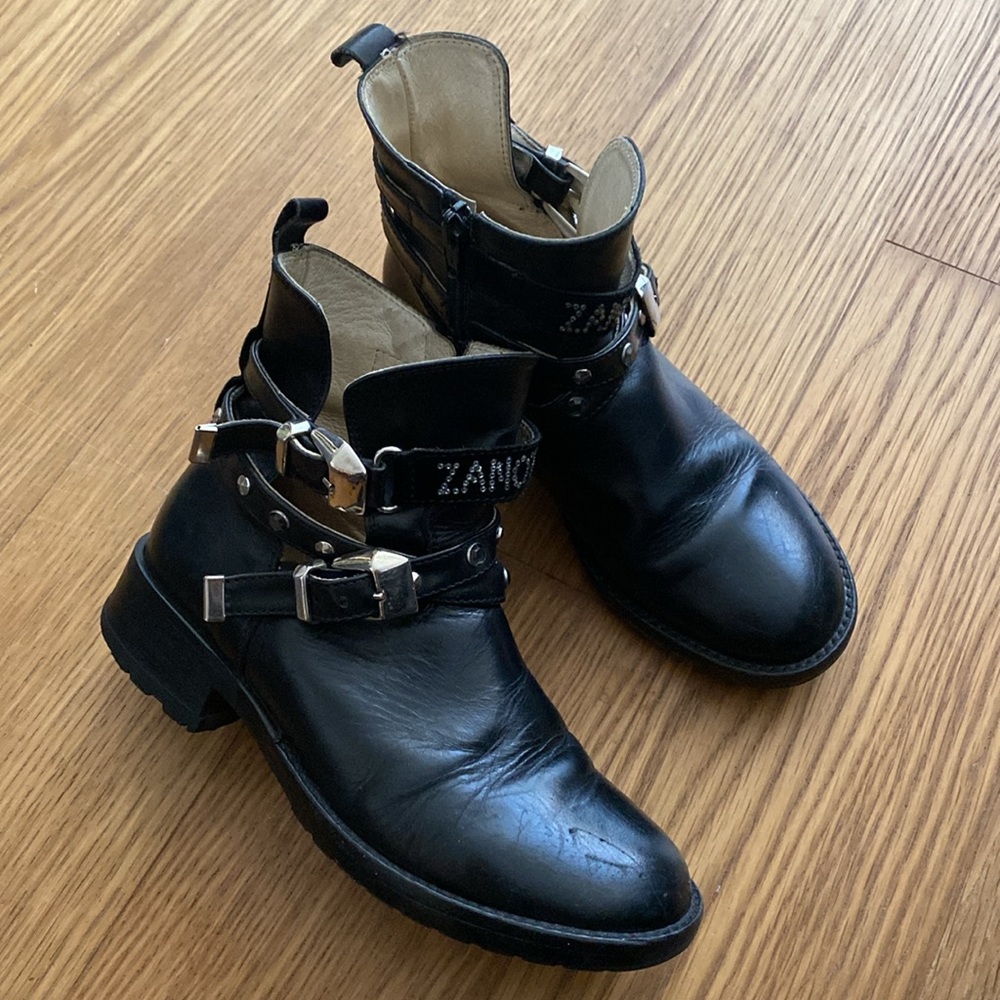 Zanotti Girl Black Leather Boots Size 33 2